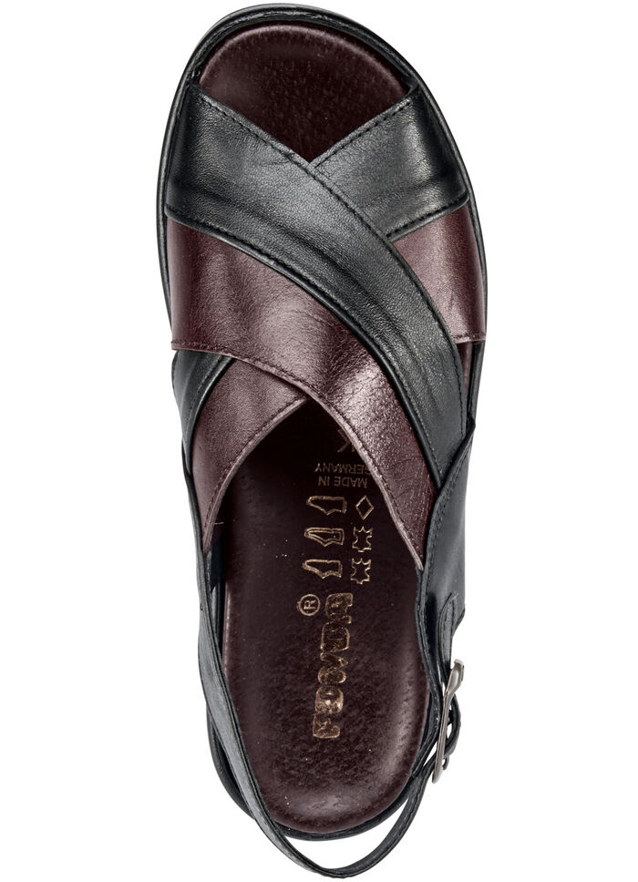 Sandale mit anatomisch geformten Lederfussbett SCHWARZ-BORDEAUX