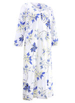 Zweierpack Nachthemden, uni und allover dessiniert mit Knopfleiste 1X ROYALBLAU, 1X WEISS-BUNT