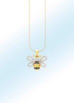 Anh&auml;nger Biene mit gelben, schwarzen und weissen Diamanten 