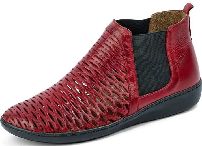 Schlupf-Stiefelette mit herausnehmbarem Kalblederfussbett GRANATROT