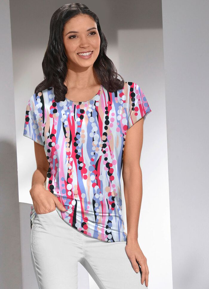 Pulli in Feinstrick ECRU-KORALLE-BLEU