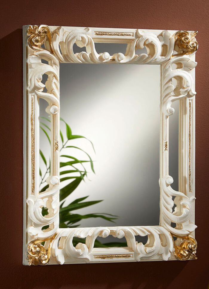 Spiegel mit  Rahmen aus hochwertig lackiertem Polystyrol CREME-GOLD