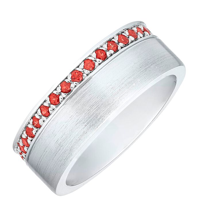 Satinierter Damenring mit Granat 