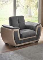 Polsterm&ouml;bel mit Liegefunktion und Bettkasten GRAU-CREME