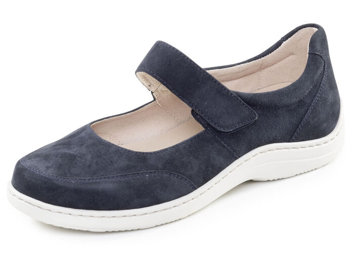 ELENA EDEN, bequeme Damen-Slipper, Weite H, mit herausnehmbarem Fussbett MARINE