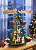 Tischpyramide aus dem Erzgebirge aus Holz gefertigt GR&Uuml;N-NATUR