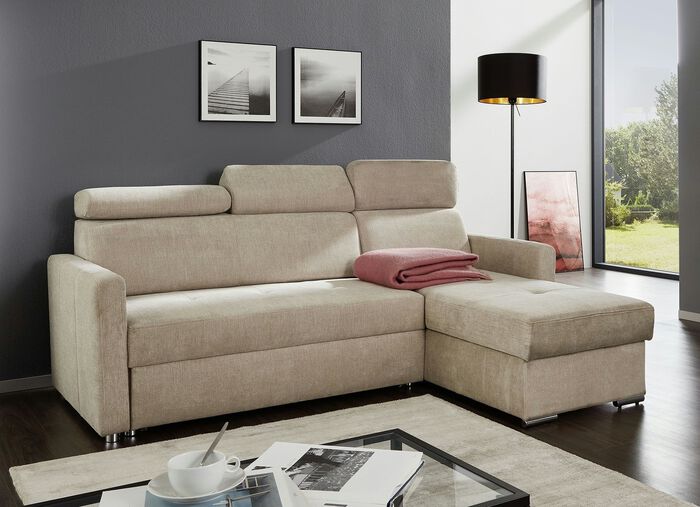 Polsterecke mit Schlaffunktion und Bettkasten 