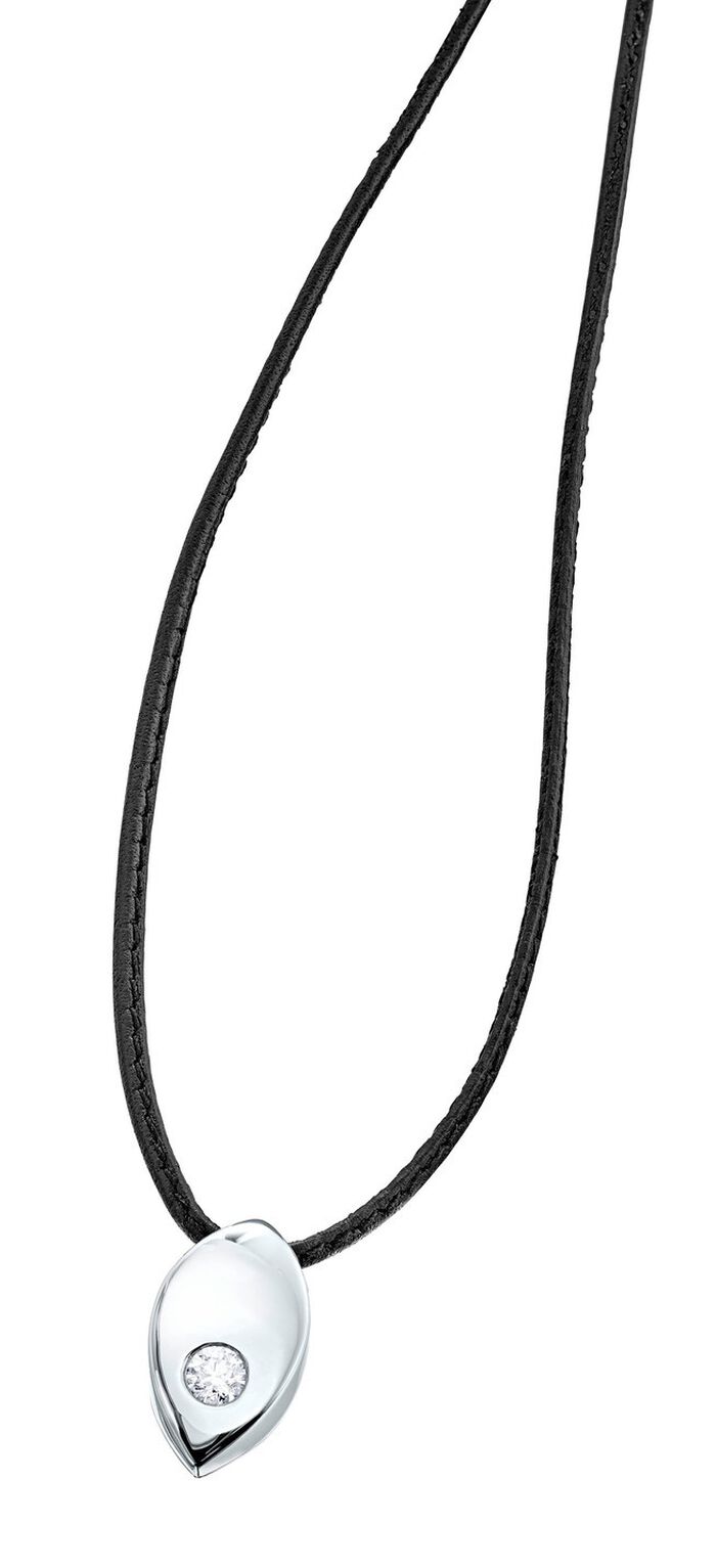 Anh&auml;nger mit lupenreinem Brillant und Lederhalsband 