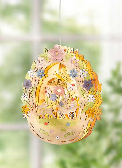 Beleuchtetes Osterei aus Holz 