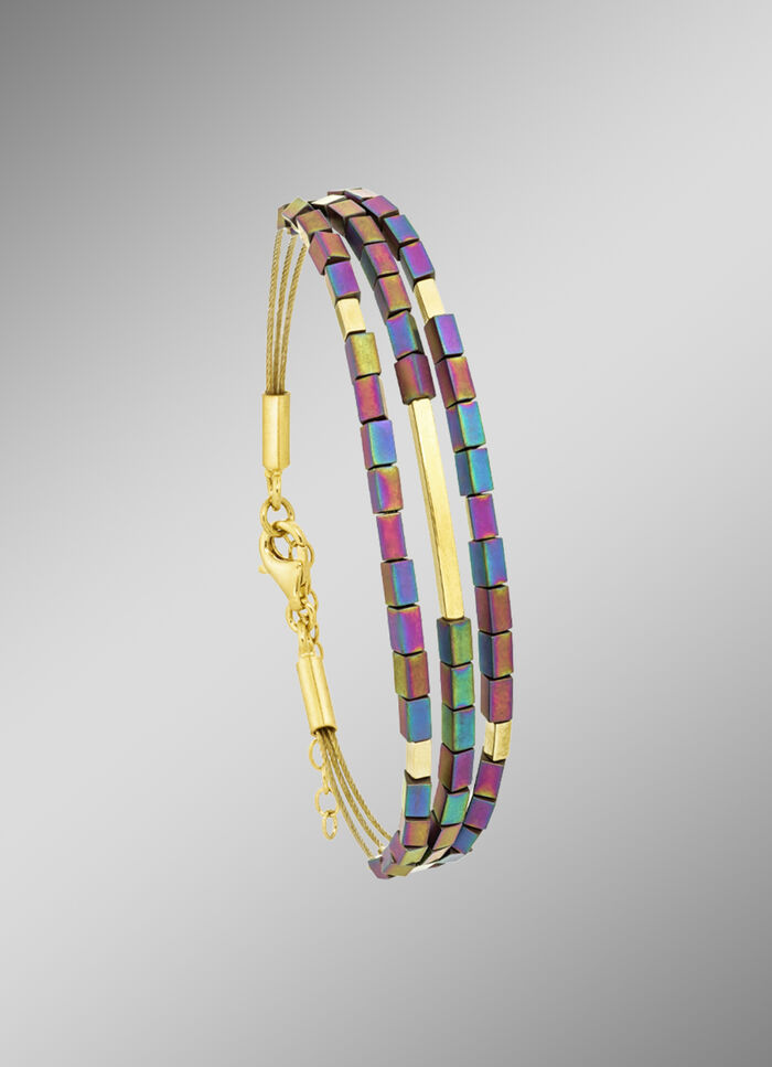 3-reihiges Armband mit echt buntem Hämatit 