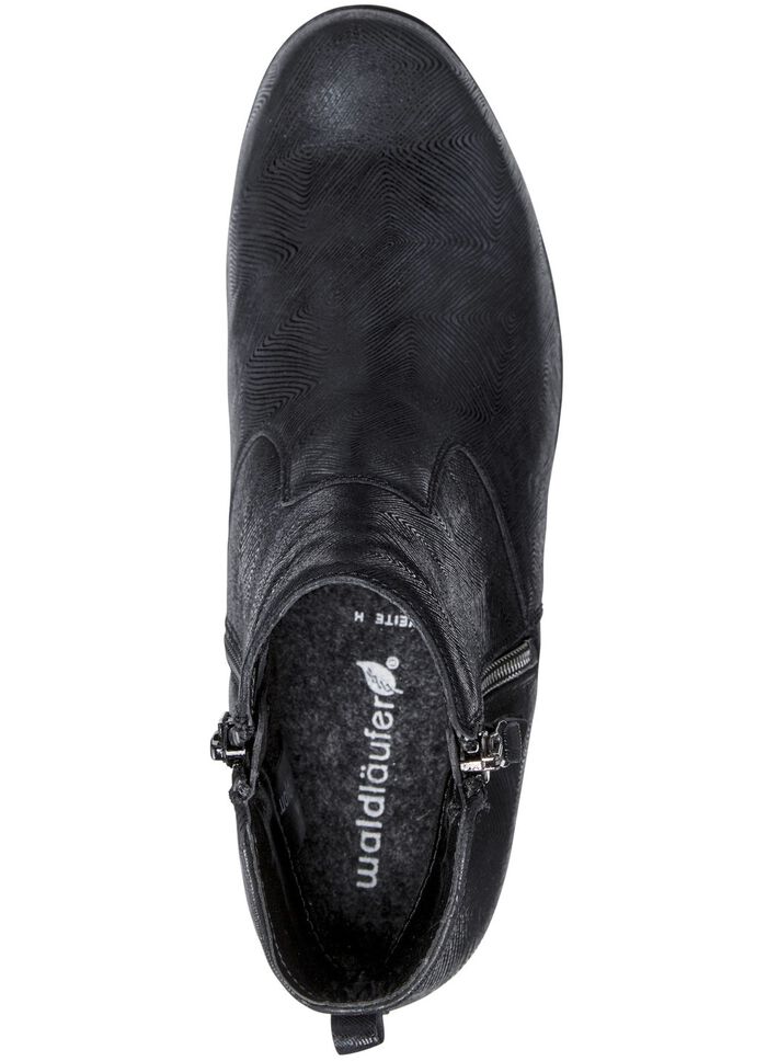 Waldl&auml;ufer Stiefelette aus effektvoll gepr&auml;gtem Leder SCHWARZ