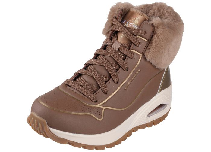 SKECHERS, gef&uuml;tterte Damen-Boots, Winterschuhe, mit flauschigem Pl&uuml;schkragen 