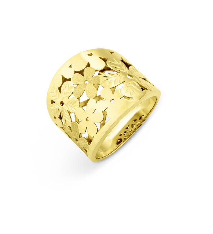 Durchbrochener Damenring im Blumen-Design 