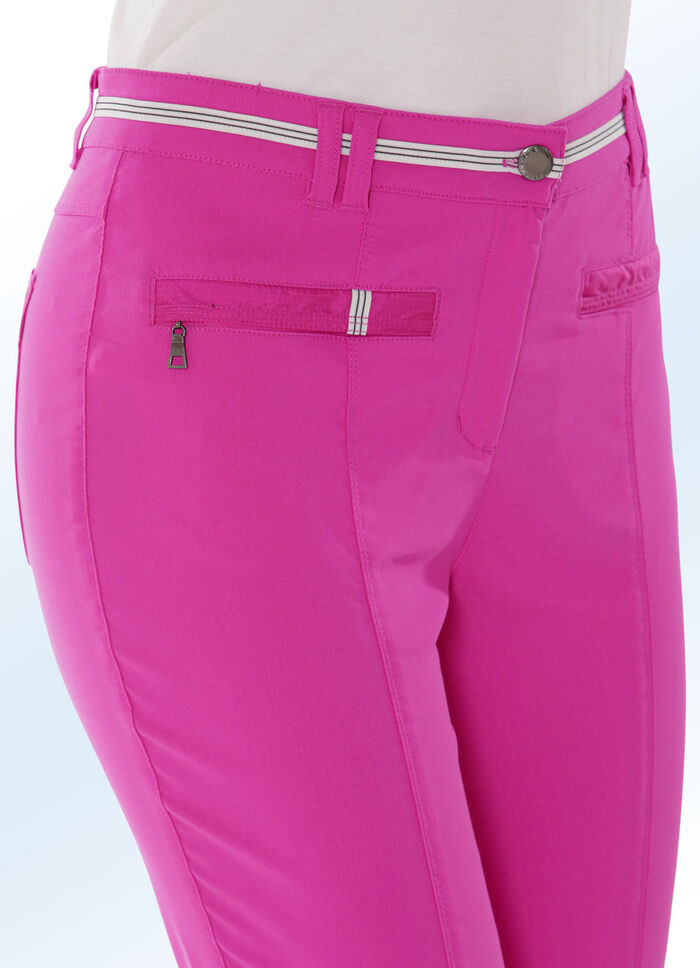 7/8-lange Hose mit kontrastfarbenem Zierband PINK