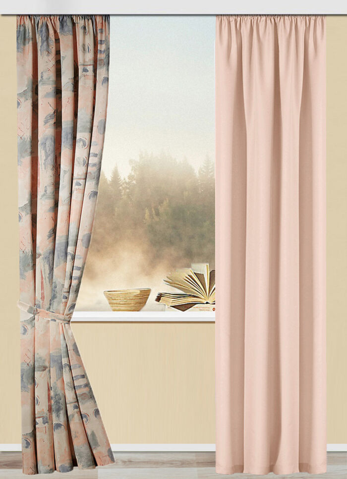 Übergardine mit Universalschienenband BEIGE GEMUSTERT