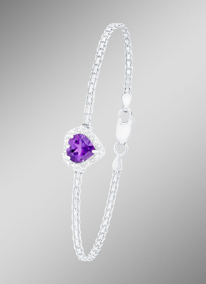 Bezauberndes Armband mit echt Amethyst und echten Weisstopasen 