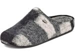 Pantoffel aus flauschigem, buntem Wollstoff GRAU-SCHWARZ