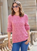 Pullover mit Wabendessin ROSÉ-BEERE-MULTICOLOR