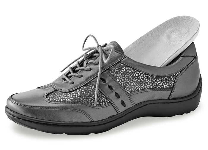 Waldl&auml;ufer, bequeme Damen-Schn&uuml;rschuhe, Weite H, mit herausnehmbarem Fussbett ALTSILBER