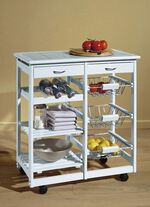 K&uuml;chenwagen aus massivem Holz WEISS