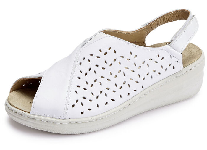 Gemini Sandale aus luftig perforiertem Rind-Nappaleder WEISS
