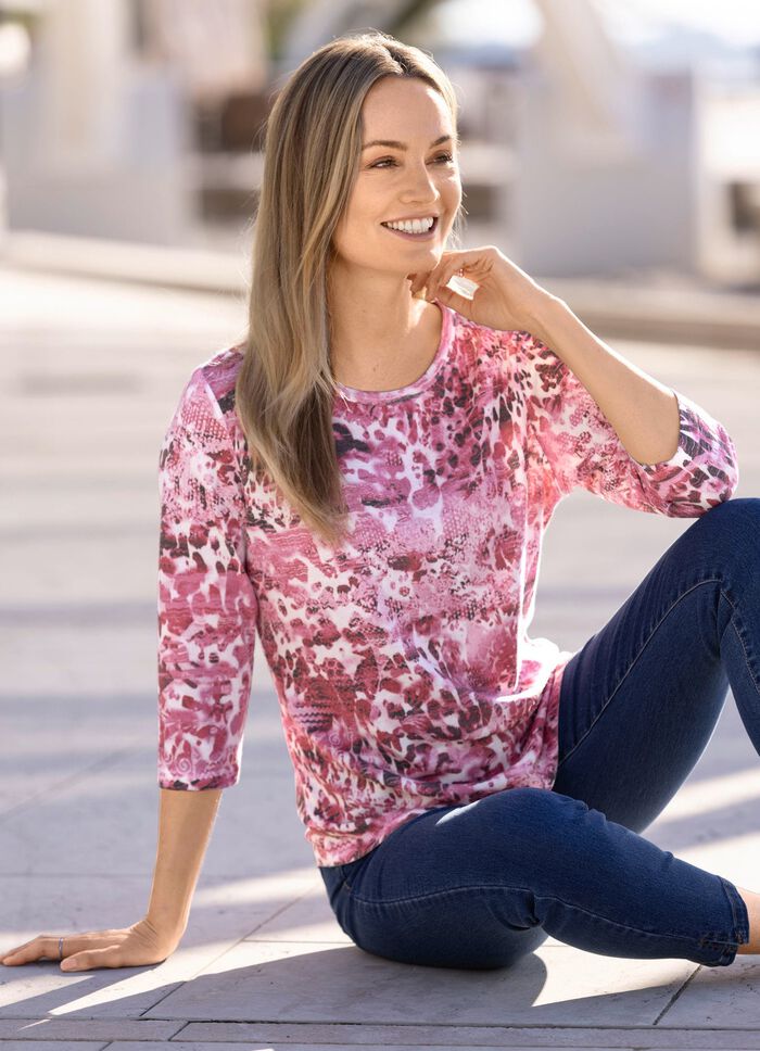 Pullover in weich fliessender Qualit&auml;t PINK-ROSA-MULTICOLOR