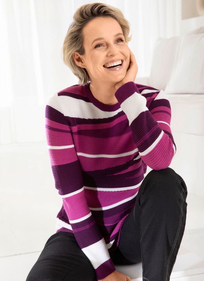 Pullover in edlem Mustermix BEERE-FUCHSIA-MULTICOLOR