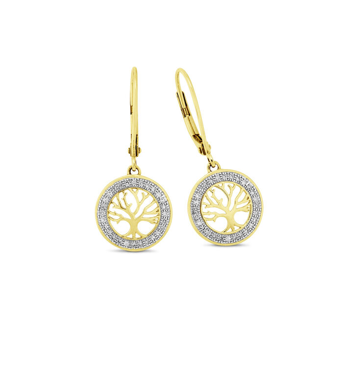 Lebensbaum - Ohrringe mit Diamanten 