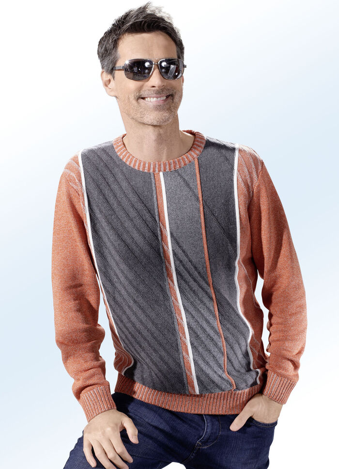 Rundhalspullover in 2 Farben TERRAKOTTA MELIERT