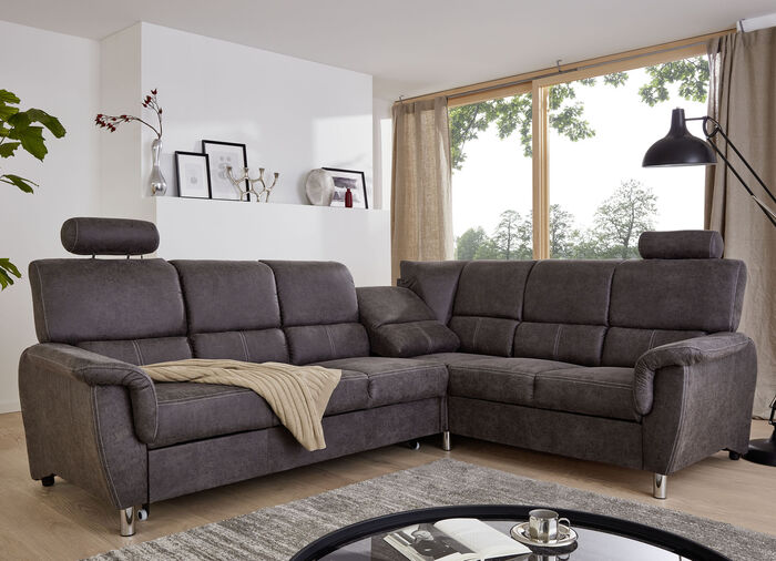 Frei im Raum aufstellbare Polsterecke mit bequemer Federkern-Polsterung ANTHRAZIT