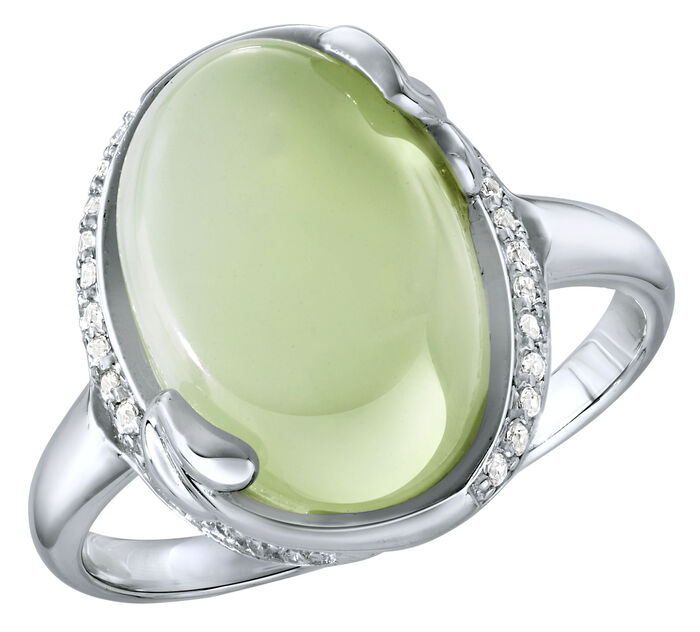 Damenring mit echt Jade und synth. Zirkonia 