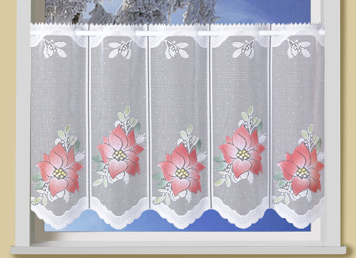 Kurzvorhang Weihnachtsstern mit Stangendurchzug 