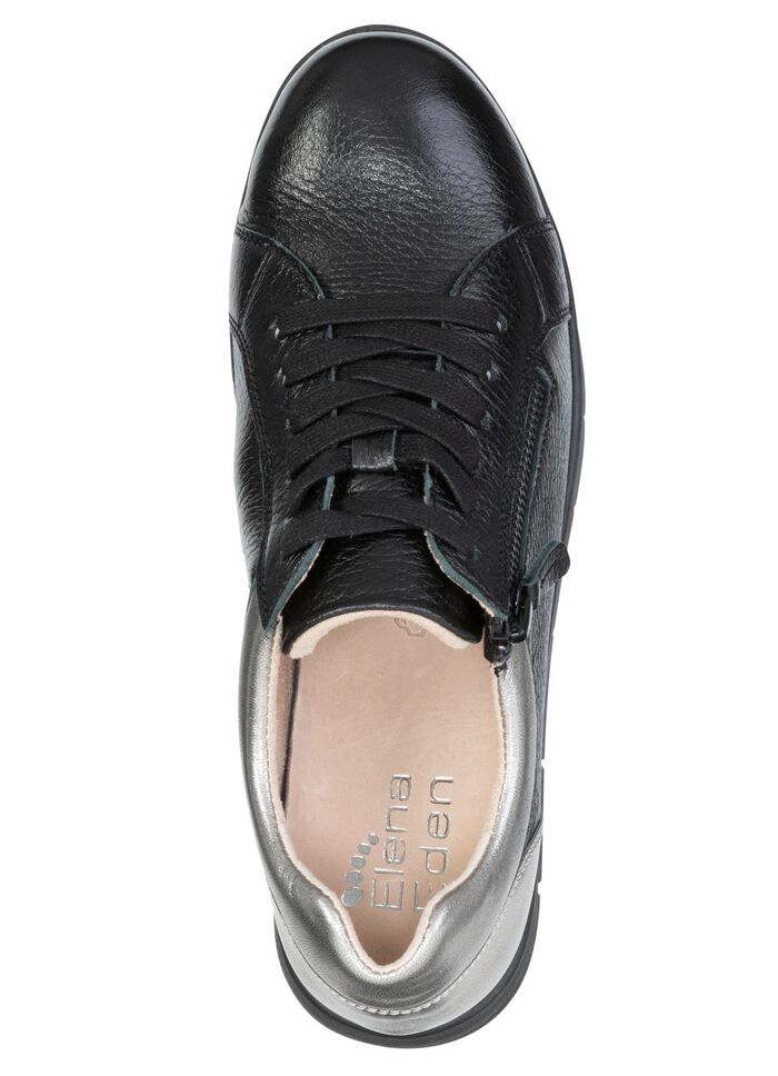 ELENA EDEN, bequeme Damen-Sneaker, Weite G, mit herausnehmbarem Fussbett SCHWARZ-SILBER