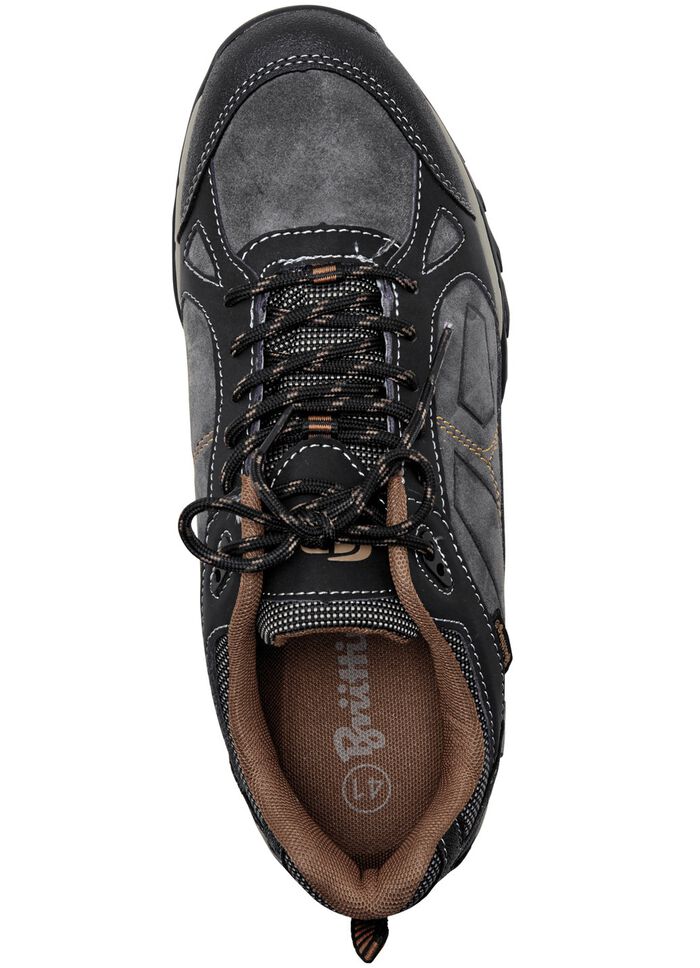 Atmungsaktive Herren-Schn&uuml;rschuhe, mit herausnehmbarem Fussbett GRAU-SCHWARZ-COGNAC