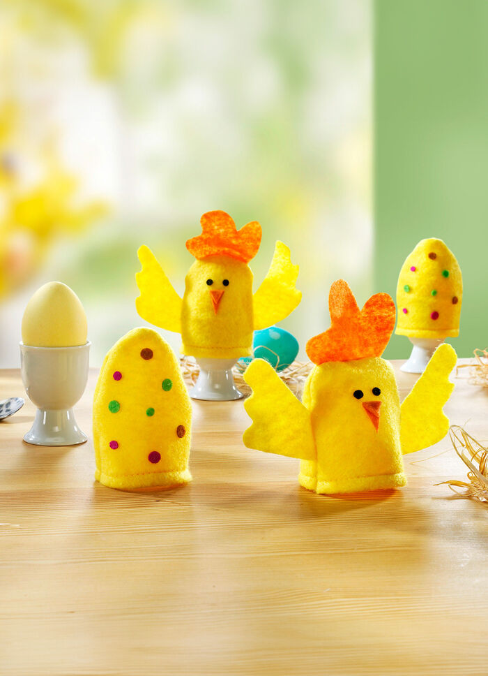 Originelle Eierwärmer aus Textilmaterial, 4er-Set