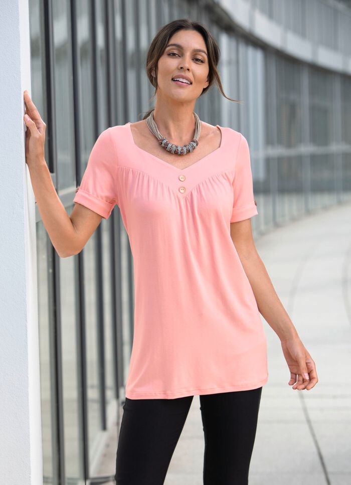 Tunika mit V-Ausschnitt in 2 Farben ROS&Eacute;