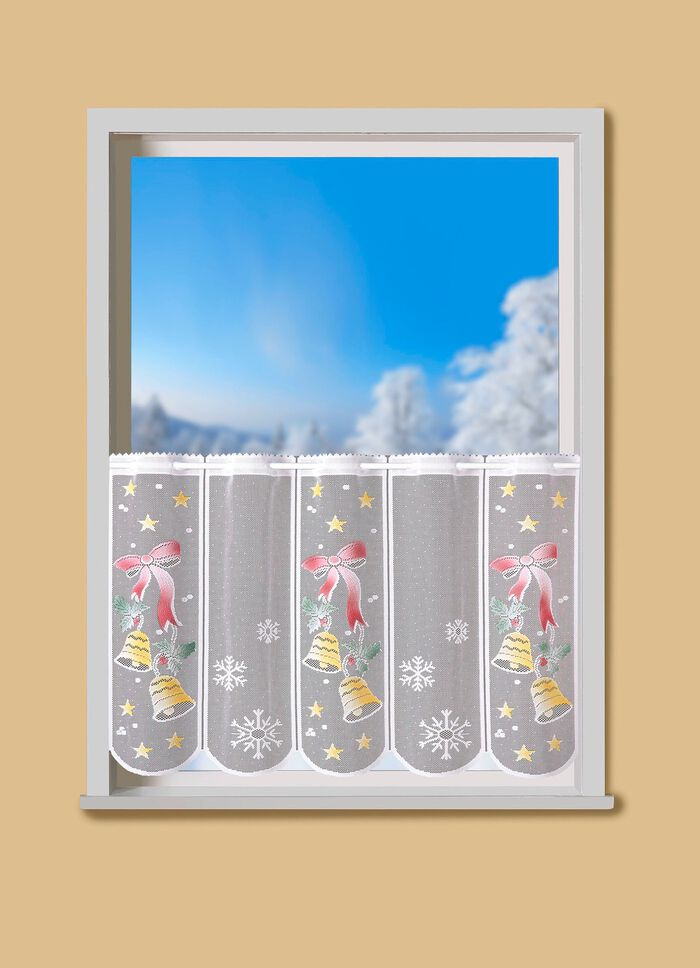 Kurzvorhang Gl&ouml;ckchen mit Stangendurchzug 