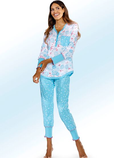 Pyjama mit B&uuml;ndchen und Knopfleiste 
