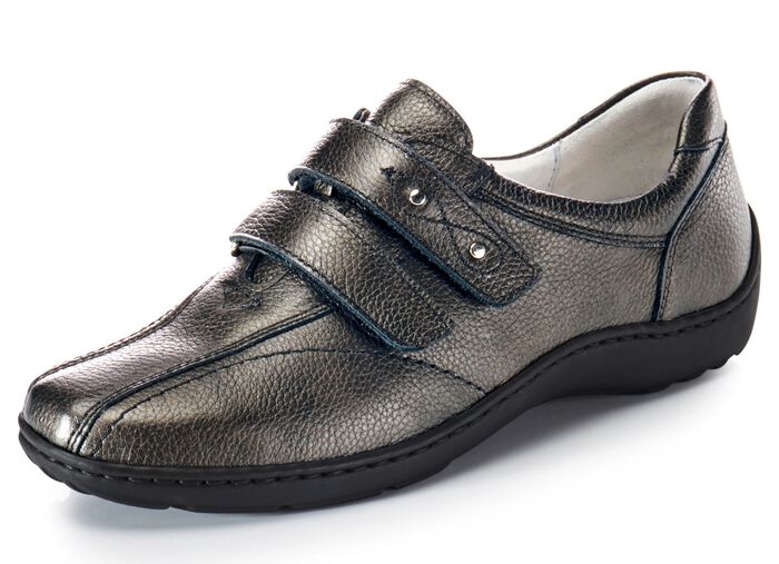 Waldl&auml;ufer, bequeme Damen-Slipper, Weite H, mit herausnehmbarem Fussbett ALTSILBER