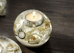 Teelichthalter aus mundgeblasenem Glas von Dreamlight CREME-WEISS