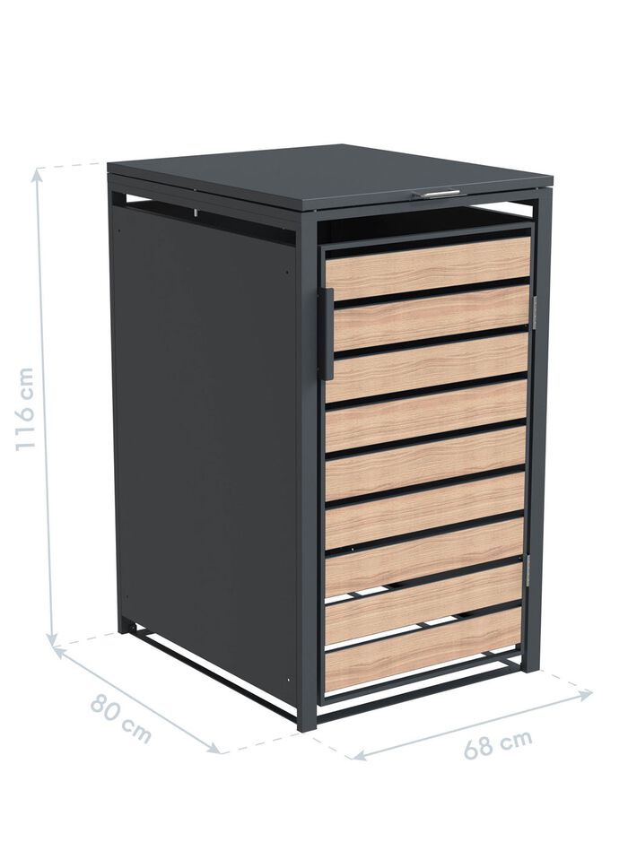 M&uuml;lltonnenbox &laquo;Lacina&raquo;, T&uuml;ren in Holzoptik 