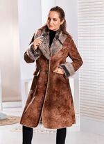 Mantel aus Velourleder-Imitat in Antik-Optik 