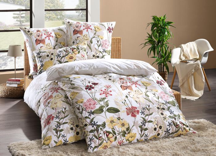 Biberna Bettw&auml;sche-Garnitur aus bedrucktem Renforc&eacute; NATUR