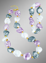 2-teiliges Schmuckset aus Muschelperle in LILA-WEI&szlig;-GRAU