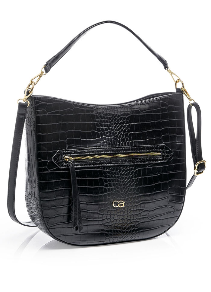 Collezione Allessandro Tasche aus krokogeprägtem Synthetikmaterial SCHWARZ