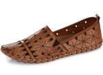 Gemini, sommerliche Damen-Slipper, Weite G, mit herausnehmbarem Fussbett COGNAC