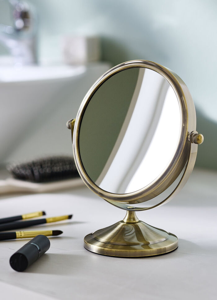 Kosmetik-Spiegel mit stabilem Metallgehäuse GOLD