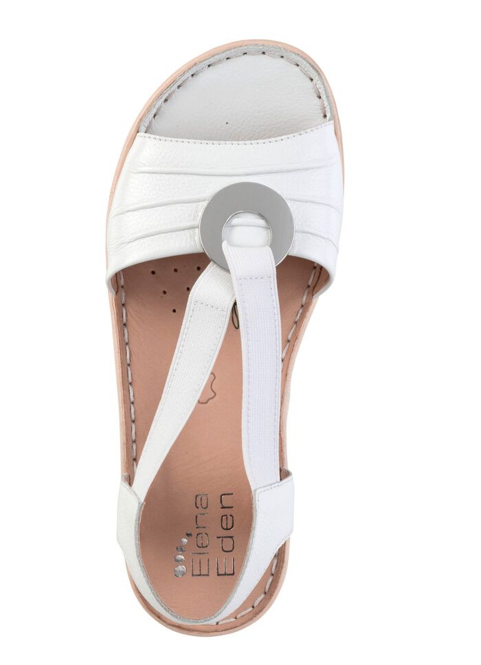 ELENA EDEN, leichte Damen-Sandalen, Weite H, mit Elastik-Bandage WEISS