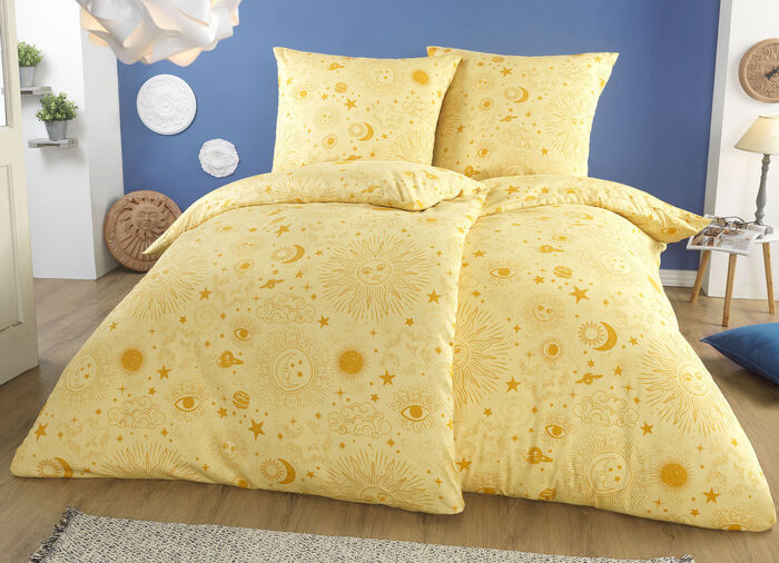 Beidseitig bedruckte Bettwäsche-Garnitur GOLD