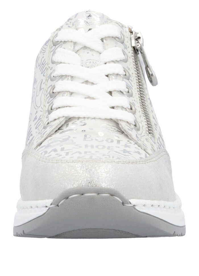 Rieker Schnür-Sneaker aus bedrucktem Synthetikmaterial HELLGRAU-SILBER